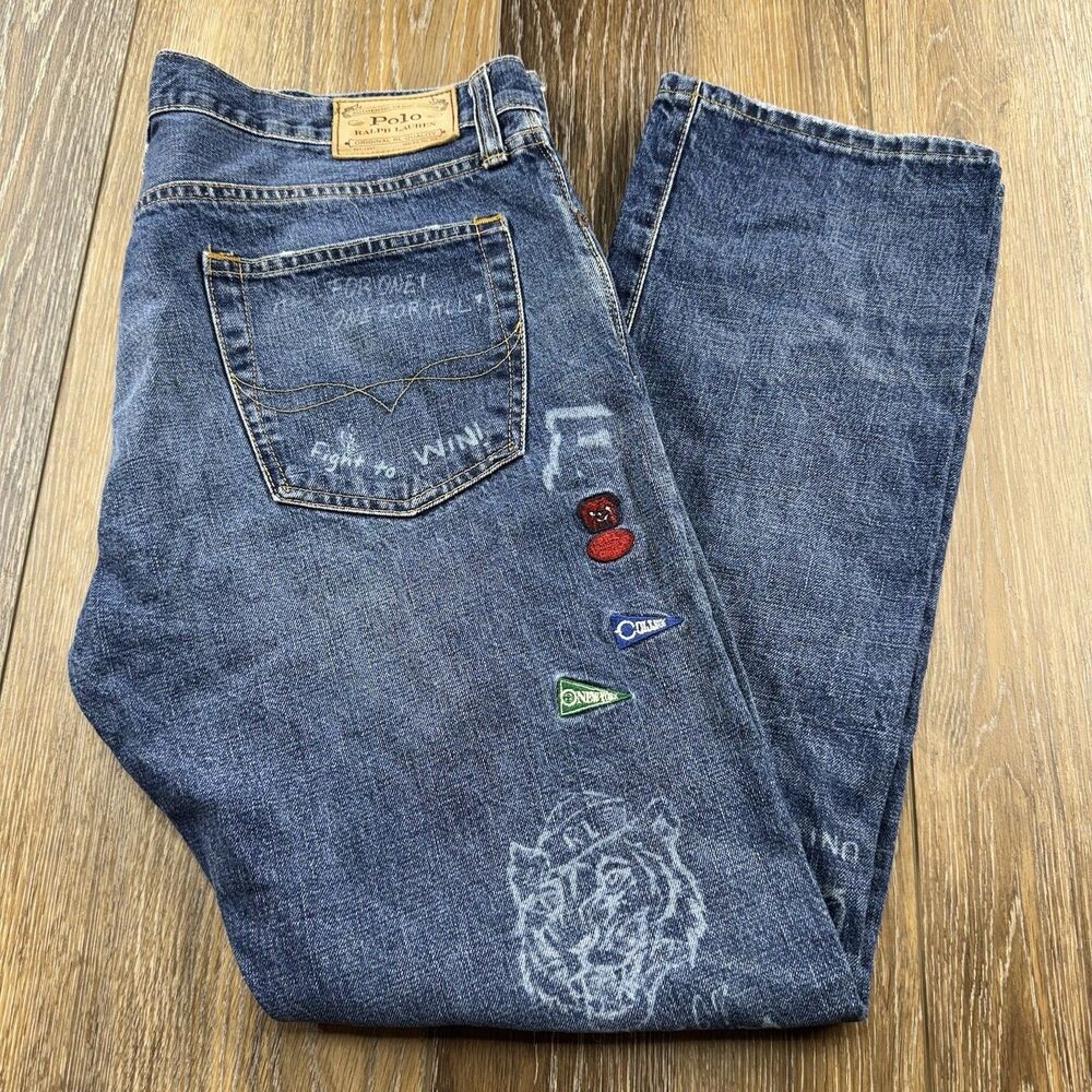 Polo Ralph Lauren The Varick Jeans Mens 36 x 32 Slim Straight Varsity P Wing